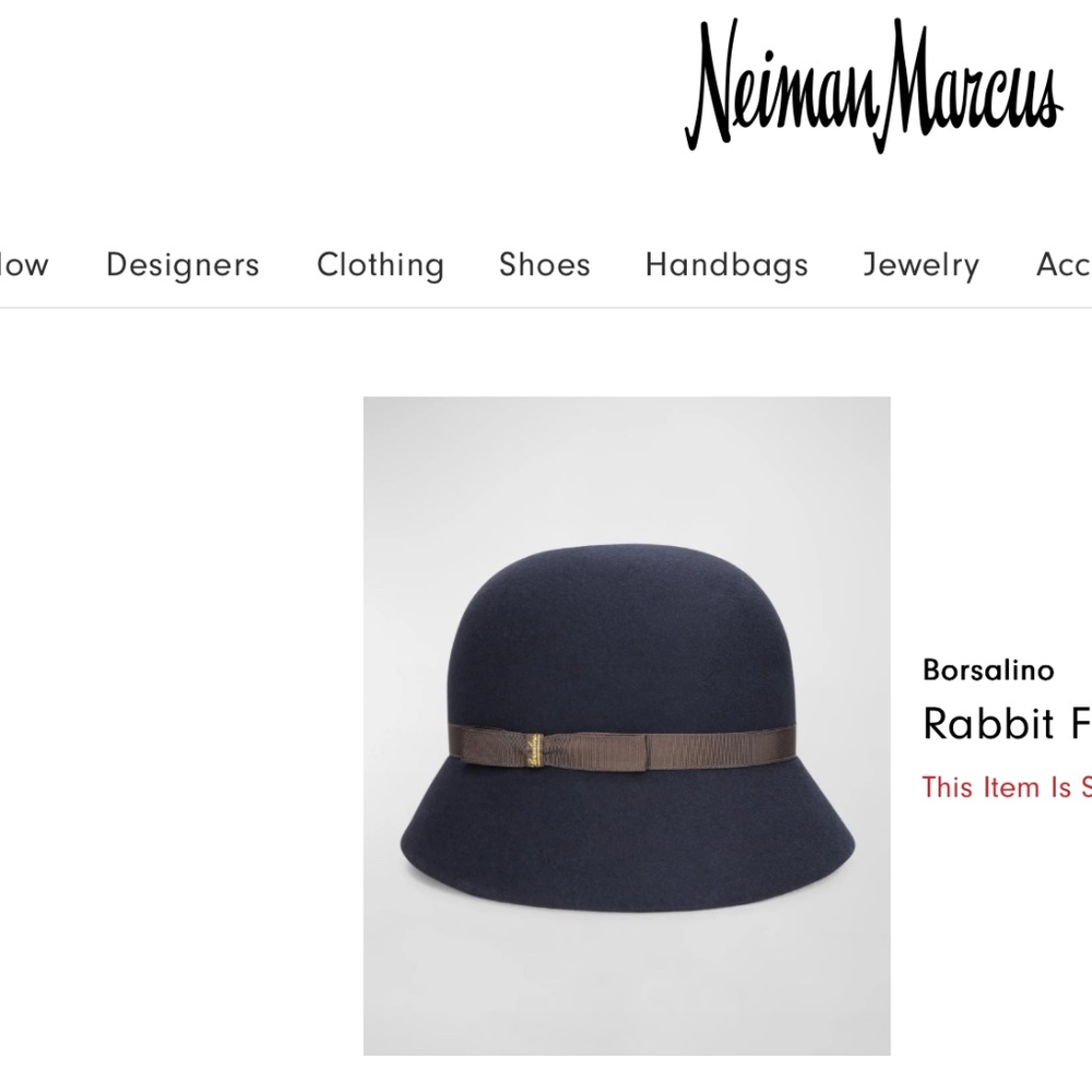 Neiman Marcus Borsalino Rabbit Felt Cloche Hat